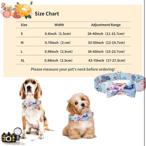 Dog Collar Adjustable Puppy Collars for  Medium Boy&Girl Dogs (M, Light Blue 02) - Picture 2 of 5